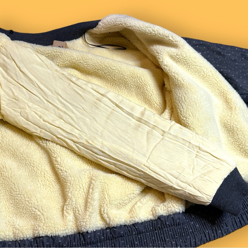 πHPπ NWT Vernacular Faux Sherpa Lined Quilted Bomber Jacket in Grey. Size S - Picture 12 of 15